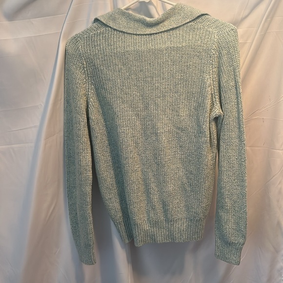 TIME AND TRU V NECK LIGHTWEIGHT GREEN SWEATER WITH COLLAR RIBBED KNIT LOOK XS - Picture 7 of 13